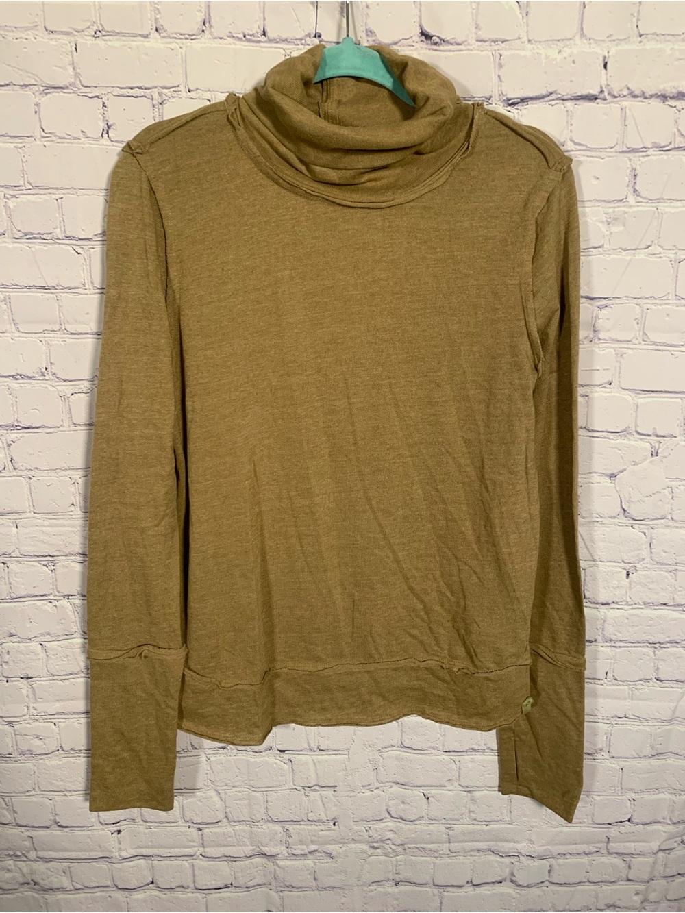 We the Free Womens Timmy Turtleneck Tan Size XL Grunge Military Oversized Casual
